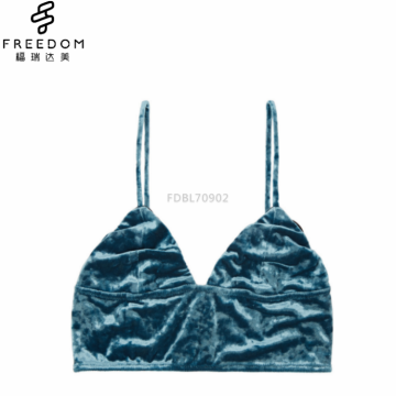 Paon bleu xxx sexy simple nouvelle conception image de dames de velours tissu doublé sans bretelles sans bretelles top soutien-gorge